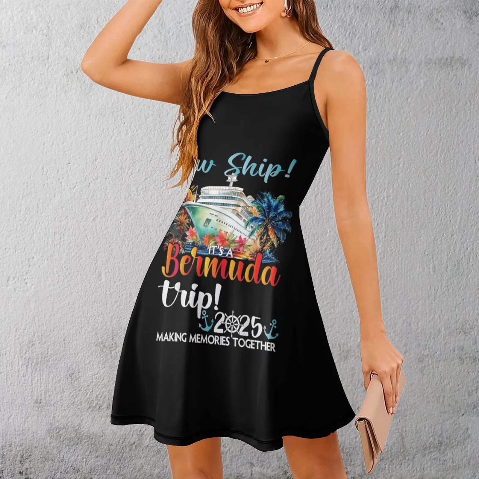 

Экзотическое женское платье на бретельках с забавным рисунком для путешествий-бермуды 2025 года, женская одежда, платье на бретельках с юмористическим рисунком для вечеринок