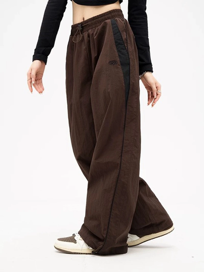 Y2k Women Wide Leg Cargo Pants Casual Streetwear Loose Drawstring Trousers Drawstring Sweatpants Female Vintage Baggy Joggers