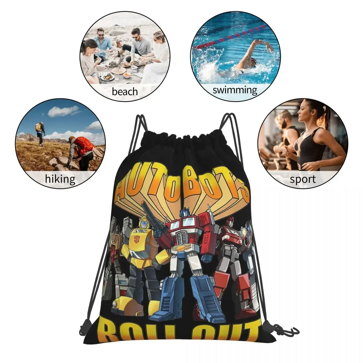 Transformers Autobots Backpacks Casual Portable Drawstring Bags Drawstring Bundle Pocket Storage Bag Book Bags For Travel School