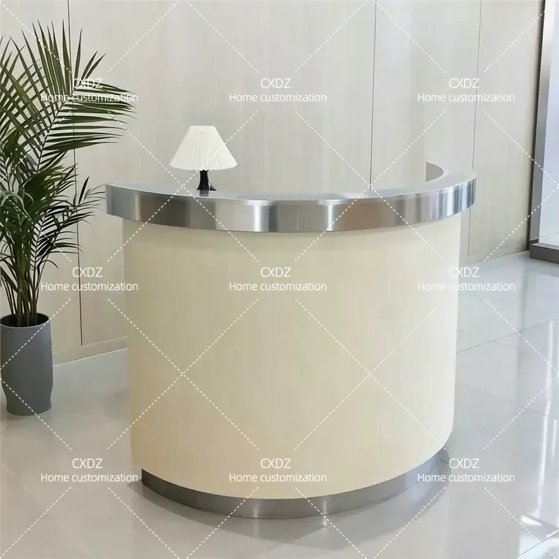 Stainless Steel Checkout Counter Bar Table for Clothing Store Coffee Shop Company Reception Desk Modern Retail Cashier