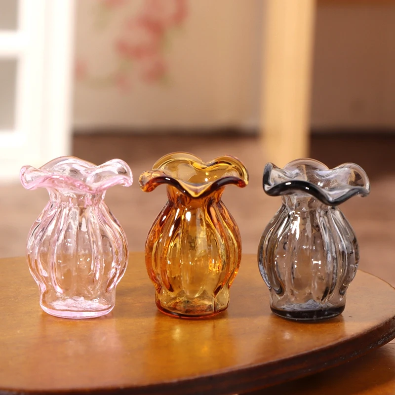 1pc Puppenhaus Miniatur Glass pitze Vase Simulation Puppen Haus möbel Modell DIY Zubehör Home Ornament Spielzeug
