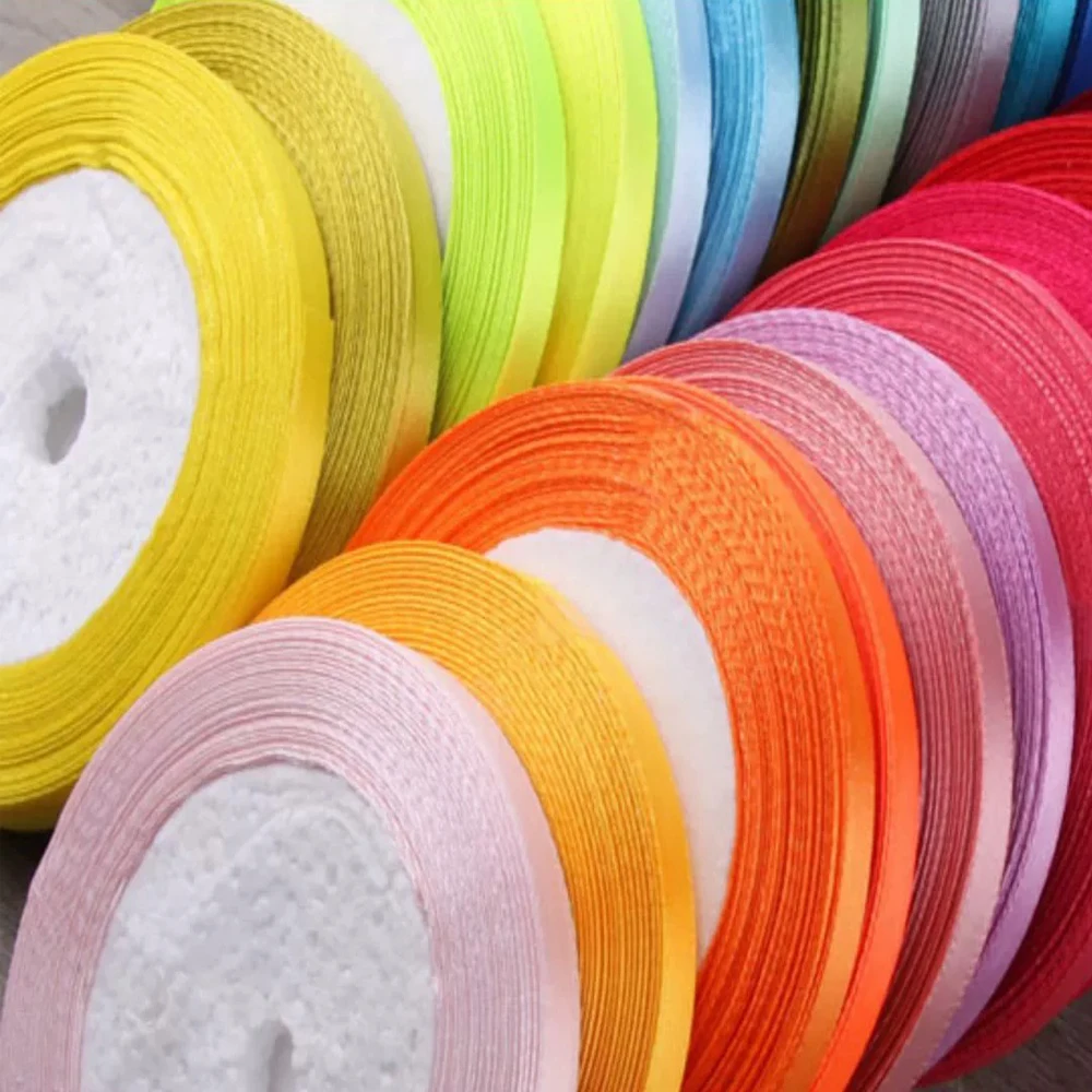 22 Meters/Roll 6mm Satin Ribbon DIY Handmade Bow Crafts Fabric Christmas Halloween Birthday Party Gift Box Wrapping Ribbon Tape