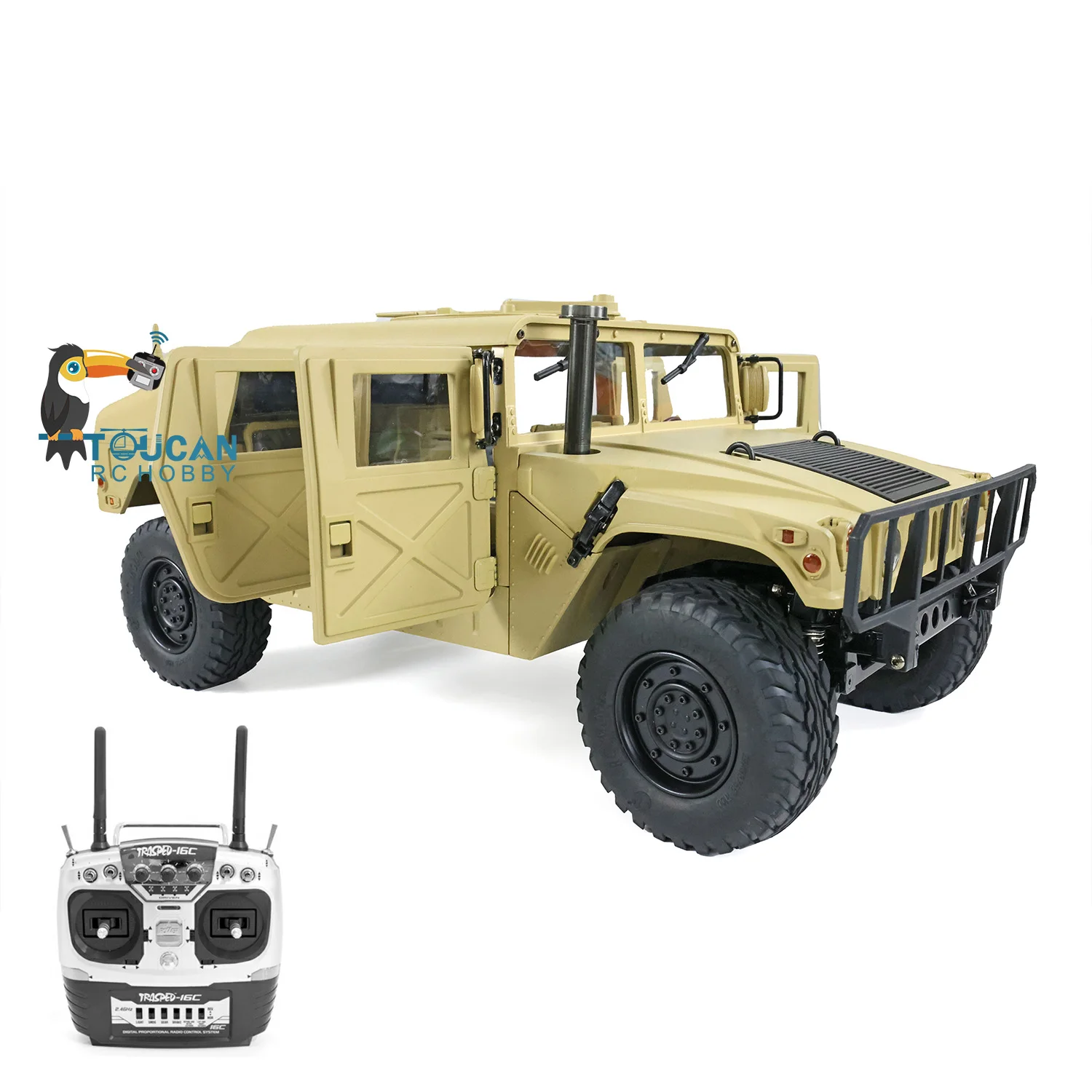 HG 1/10 RTR 4*4 US Militare P408 RC Auto Camion cingolato telecomandato W/O Sistema audio leggero All\'aperto Giocattoli per ragazzi Regalo TH15070