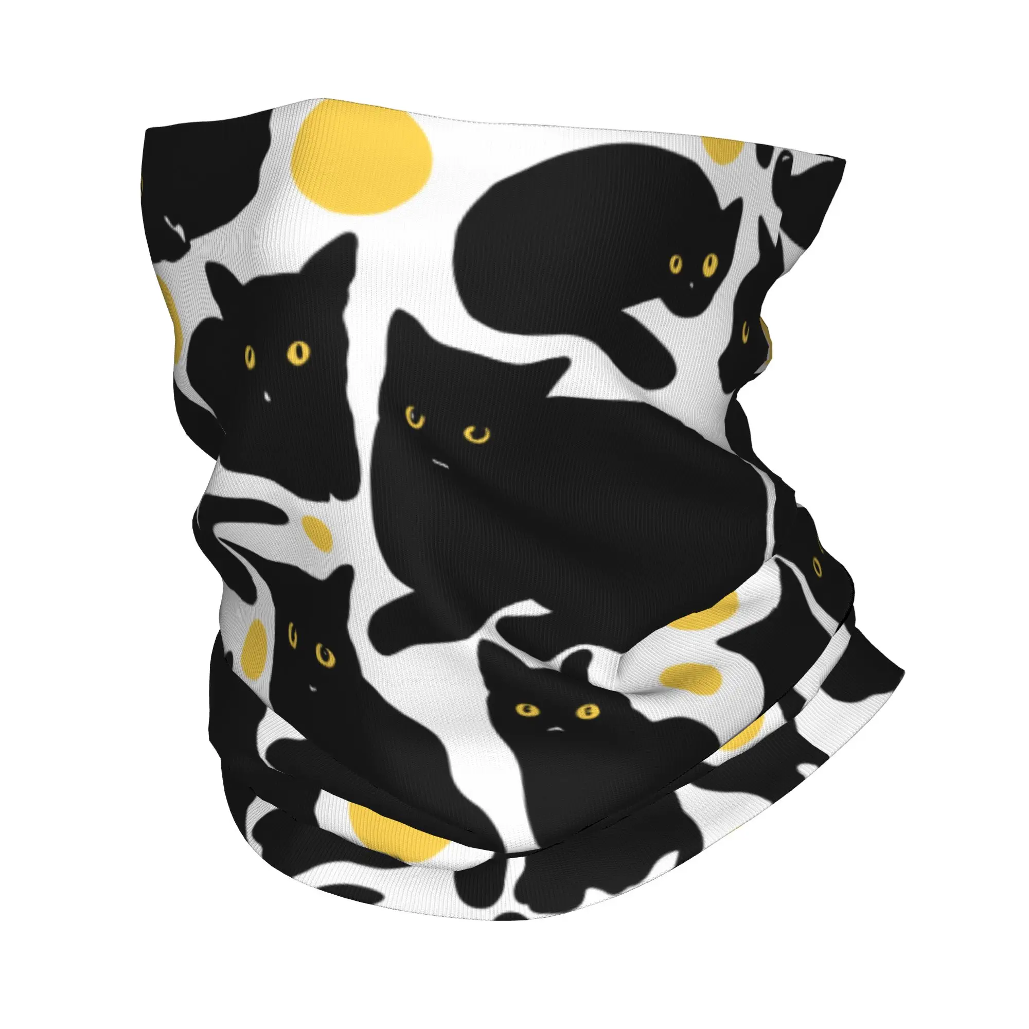 

Custom Cute Black Cat Bandana Winter Neck Warmer Windproof Wrap Face Scarf for Hiking Adorable Kitten Pet Lovers Gaiter Headband