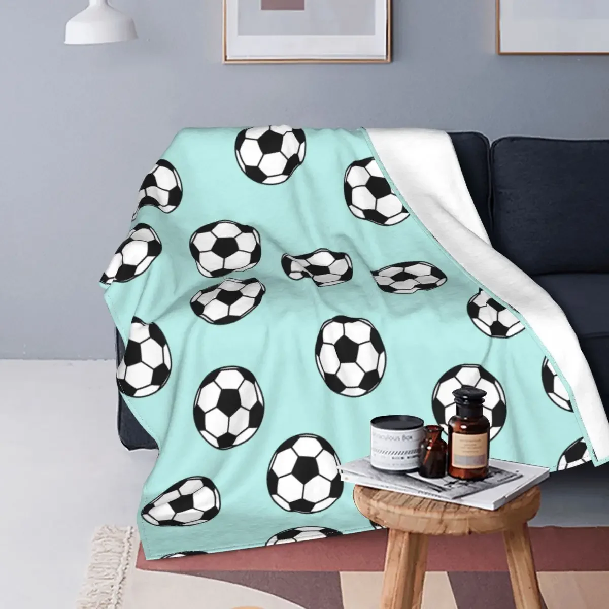 Football Knitted Blanket Fleece Soccer Balls Sports Super Warm Throw Blankets for Bedroom Sofa Bed Rug