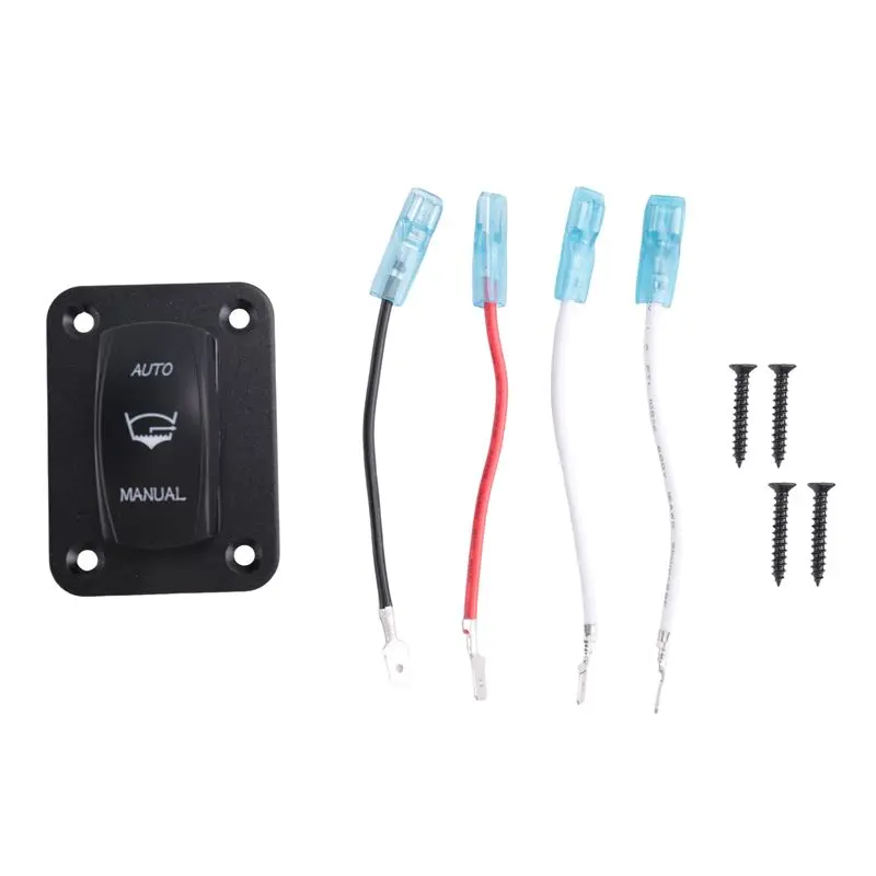 Double LED Rocker Switch With Panel Kit 4 Pin ON-Off-(ON) SPDT Auto/Manual Momentary Switch For Marine Boat Yacht Waterproof