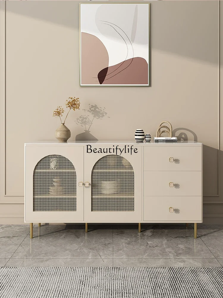 

z.*Modern simple rock slab dining side cabinet living room against the wall kitchen cupboard household bedroom cream paint ratta