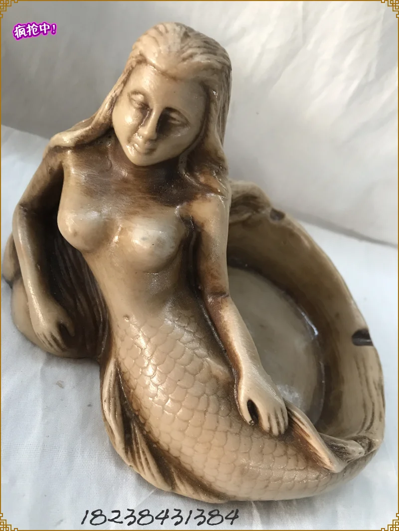 

Hot selling antique and vintage resin mermaid ashtray crafts, home decoration feng shui