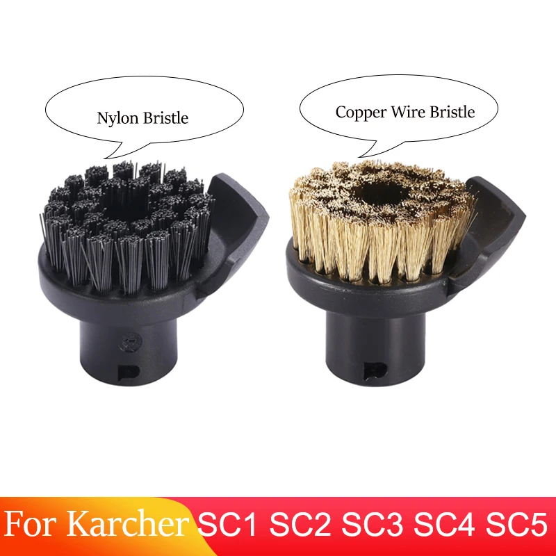 Round Clean Brushes With Scraper for Karcher SC1 SC2 SC3 SC4 SC5 SC7 CTK10 Steam Cleaner Accessories Nylon/Copper Wire Bristle