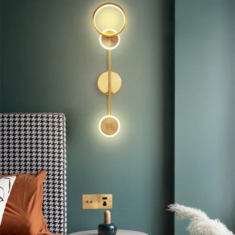 

Modern Wall Sconce Light Fixture Indoor Lighting Bedside Lamp Led Home Decor Corridor Bedroom Living Room Acrylic Art Round gold