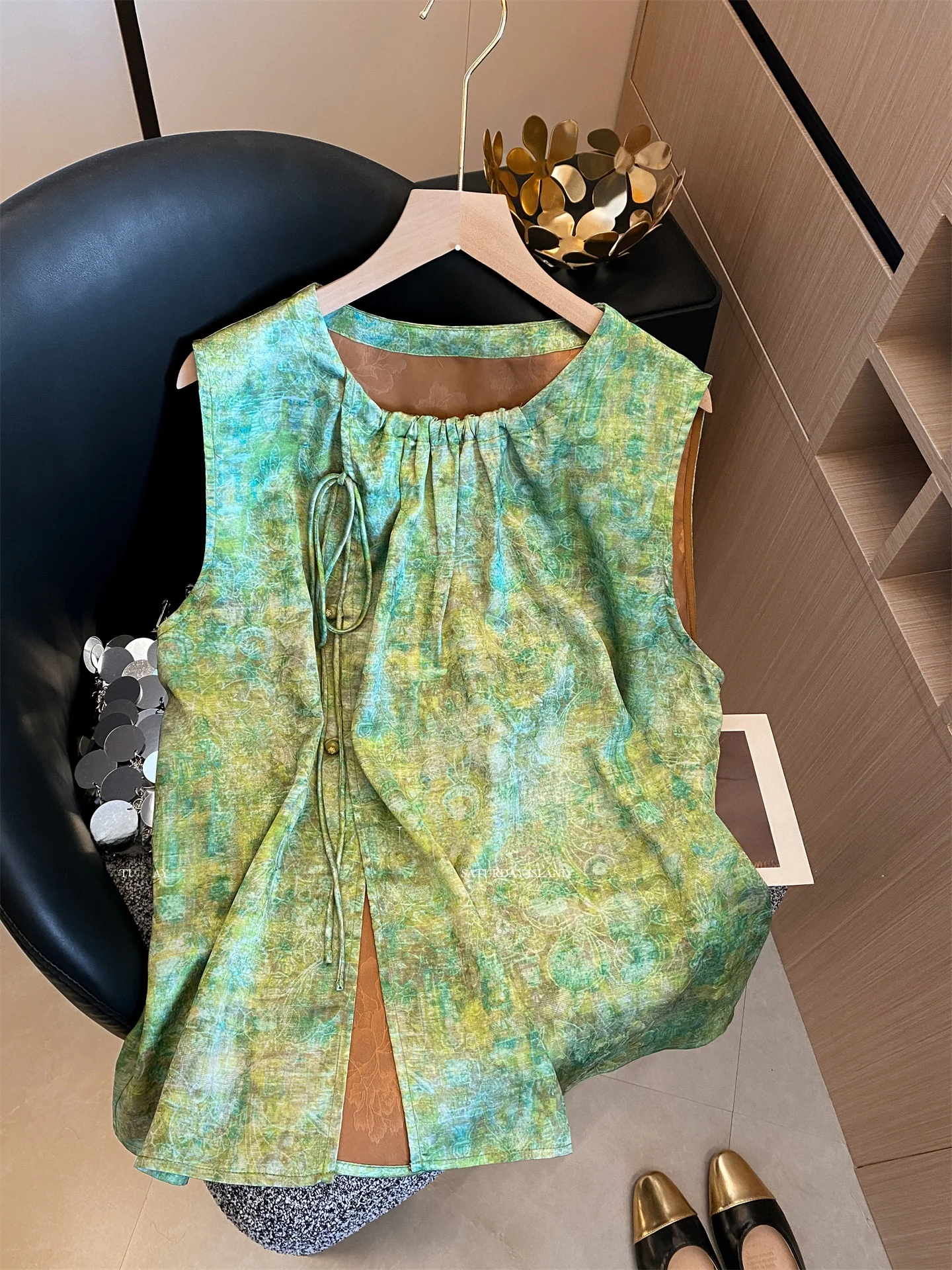 

Окрашенный в водной марке узел, круглый жилет Ne Svel, женский летний новый модный топ с высокой талией и прямым вырезом, повседневная одежда