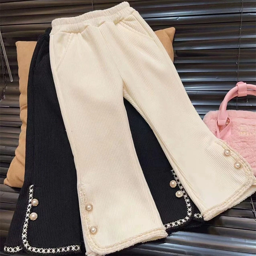 موضة الفتيات السراويل 2024 الخريف الشتاء زائد المخملية رشاقته السراويل الاطفال الملابس بناطيل كاجوال الفتيات سروال قصير دافئ #1