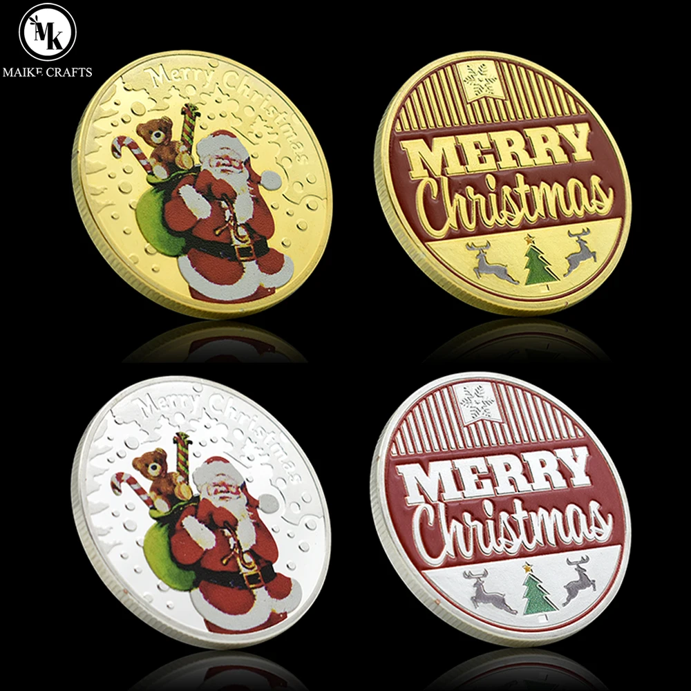 2024 Merry Christmas Santa Commemorative Coin Metal Challenge Coin Medal Collectibles New Year Gift