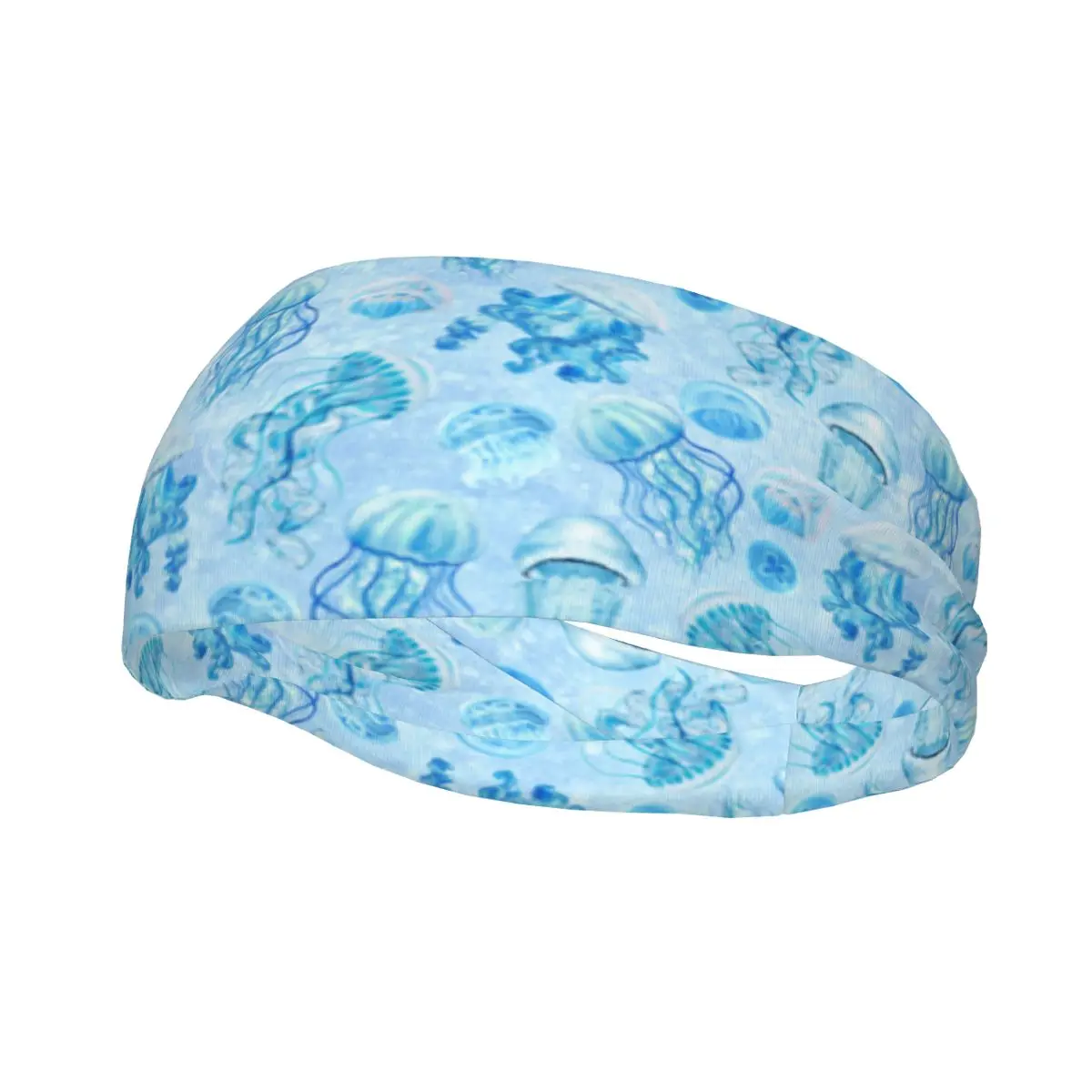 Sports Headband Portable Hair Band Jellyfish Blue Hair Wrap Brace Cycling Running Exercising Sweatband