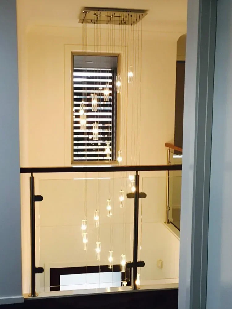 الدرج 20-25 قطعة G4 Led بريق الإضاءة الحديثة Led قلادة طويلة أضواء دوامة درج مصابيح معلقة كبيرة كريستال قلادة مصباح #3