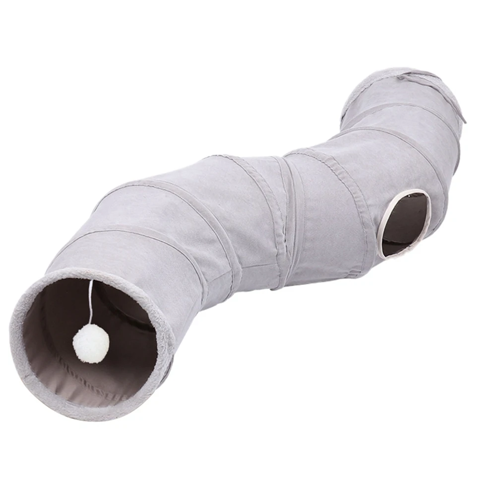 Cat Toy Hide-and-seek Built-in Crinkle Crackle Paper Plush Tunnel Played Freely Indoors Toys Pet Cat Collapsible Tunnel Tube Toy