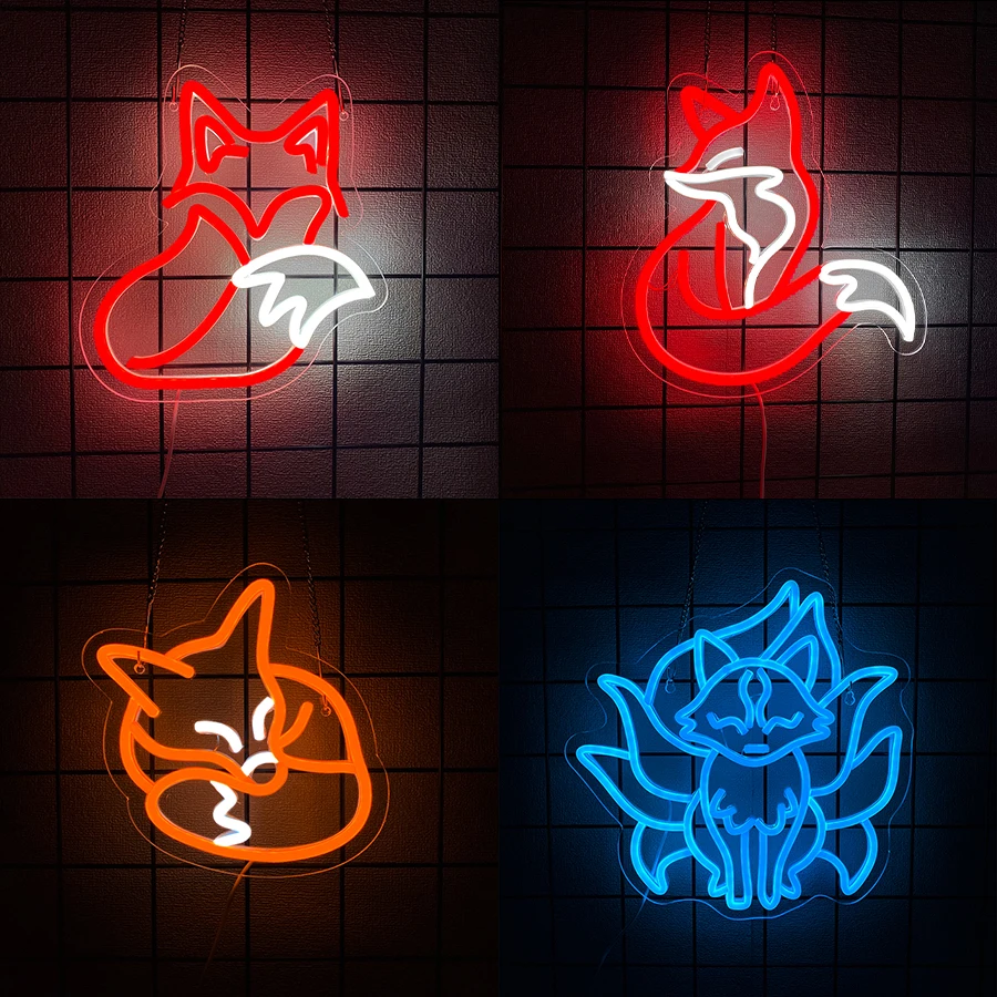 Nine-Tailed Fox Neon Sign For Wall Decor,Light Up Sign For Bedroom,Living Room,Game Room Decor,Bar,Party,Gifts For Fox Lover