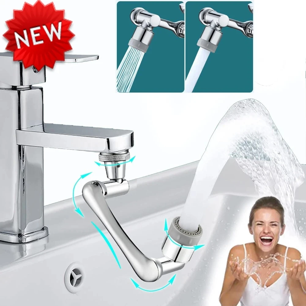 2 Mode Rotatable Extension Faucet Sprayer Head 1080 Degree Universal Bathroom Tap Extend Adapter Aerator Plastic Faucet Extender