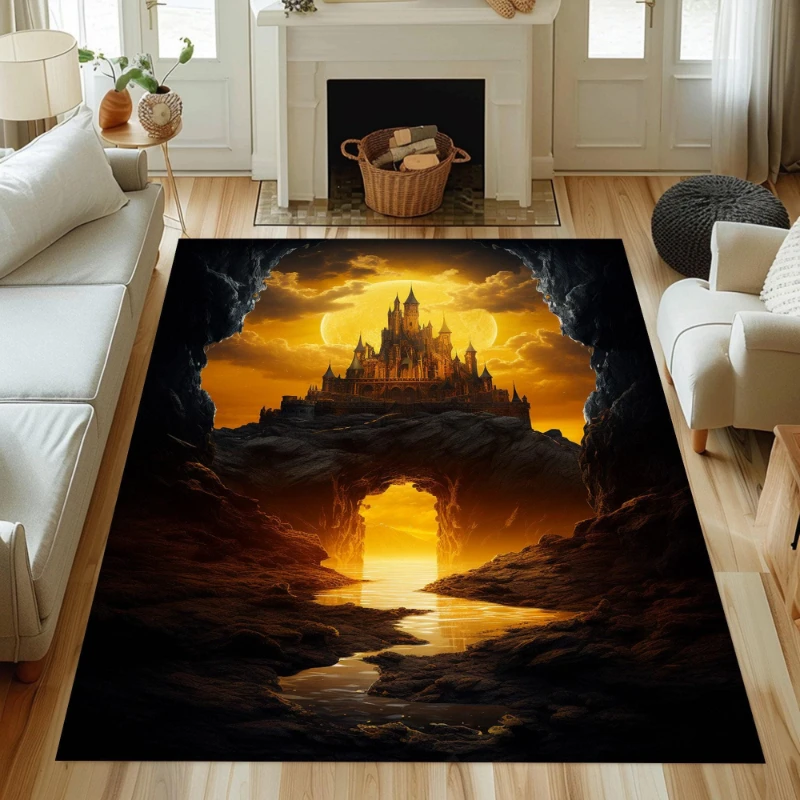 Mystic Ice Canyon Glacial Lake Scenery Nature graphics Rug,Sofa Living Room Entrance Hall,Non Slip Rug,Gift