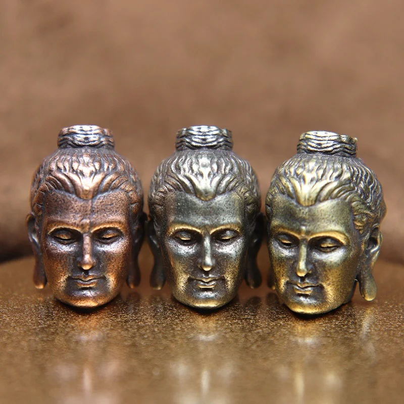 Shakyamuni Buddha Head Brass Lanyard Pendants Buddhism Parac