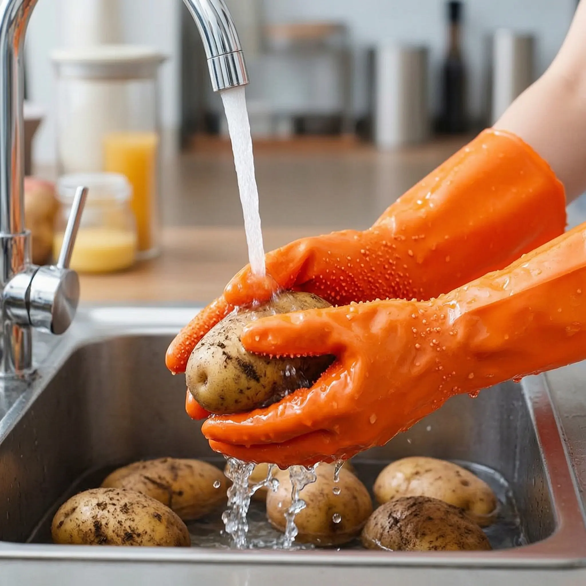 1Pair Potato Peeler Gloves PVC Vegetable Peeling Tool Lightweight Waterproof Kitchen Gadget for Peeling Potatoes Carrots