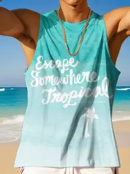 Stylish Hawaiian Tank Tops For Men Sleeveless Summer Casual Men's T-shirts Outdoor Beach Men's Loose Tank Tops 3D Printing