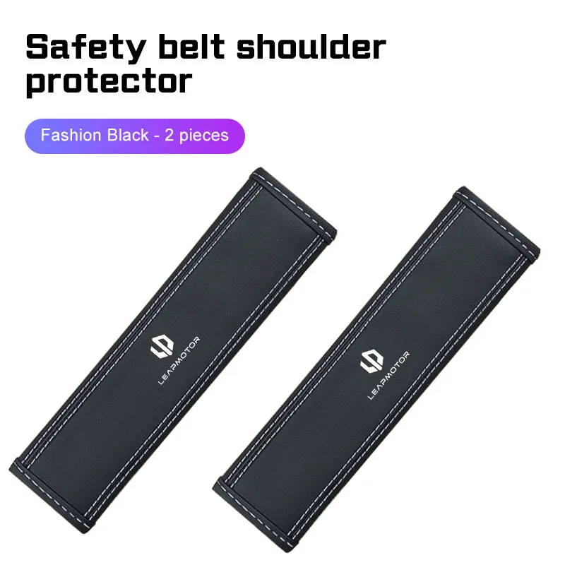 2Pcs For Leapmotor T03 S01 C11 C01 C10 C16 B10 Leather Car Seat Belt Shoulder Cover Pad Safety Belt Protective Cover Accessories