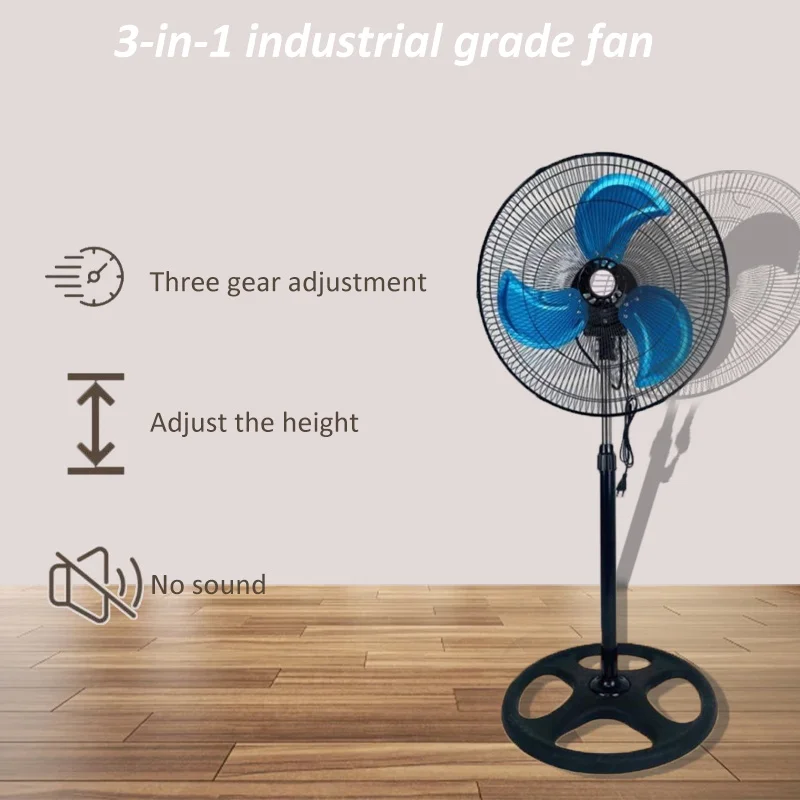 Fan Portable 18 Inch Pedestal Fan 3-Speed Pedestal Fan Adjustable Height Standing Floor Fan for living room, bedroom, kitchen