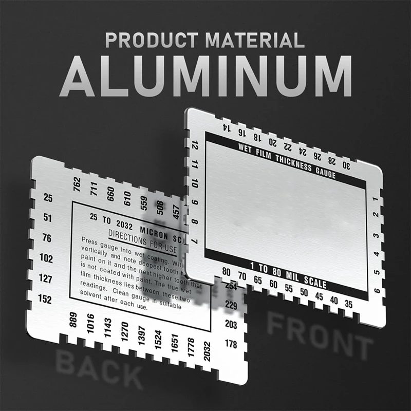 Wet Film Thickness Gauge Comb For Paints And Resins, Aluminum, 1-80Mil Scale, Step And Notched