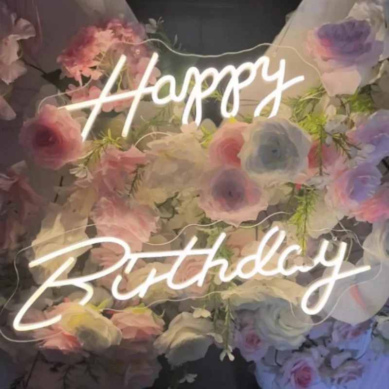 Happy Birthday Neon Sign Birthday Party Wall Decor Room Decoration Led Acrylic Lamp For Home Room Bar Birthday Gifts