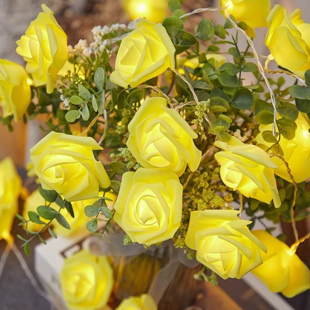 رومانسية LED روز سلسلة أضواء 1.5/3 متر زهرة جارلاند مقلد الزهور أضواء الدافئة الأبيض 10/20 LED أضواء زهرة الورد