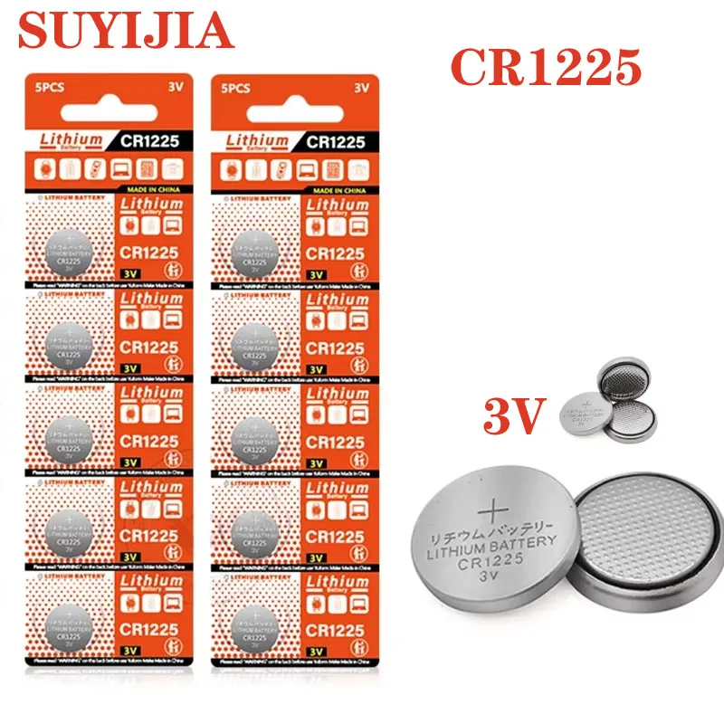 

CR1225 CR 1225 3V 55mAh LM1225 BR1225 KCR1225 Lithium Battery Button Coin Cell for Toy Car Remote Control Calculator Watch Scale