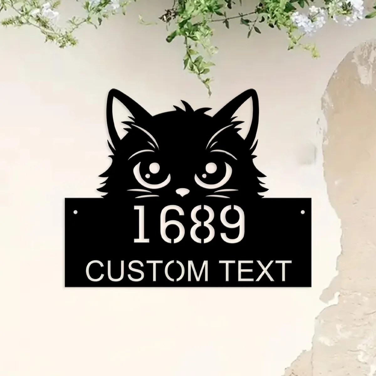 Custom Personalized Peeking Cat Metal Address Sign, House number Hanging Address Sign, Metal Sign, Home Decor, Custom Metal Sign