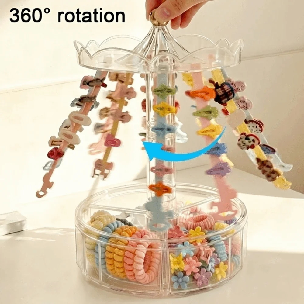 

360 Degree Rotating Earring Display Stand Transparent Plastic Plastic Silicone Hair Accessory Storage Box