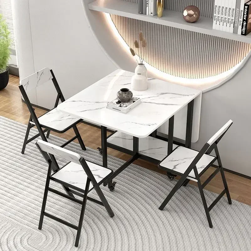 Folding Dining Table Set - Movable for Small Apartment Living Room