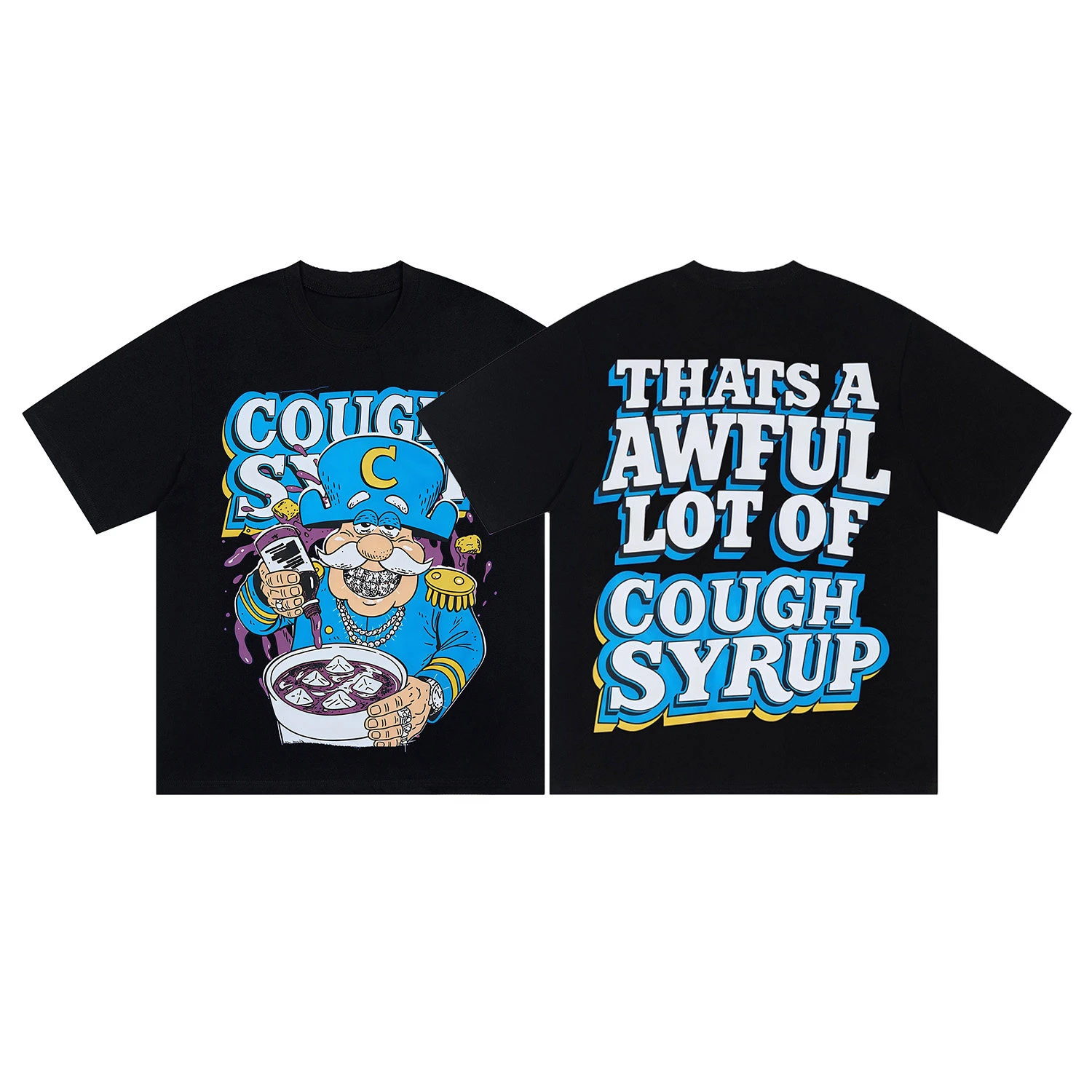 Pop That A Lot of Awful Cough Syrup American-style High Street Short-sleeved T-shirt for Both Men and Women Cotton