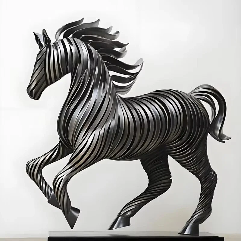 Abstract art large horse sculpture decoration 304 stainless steel garden animal decoration