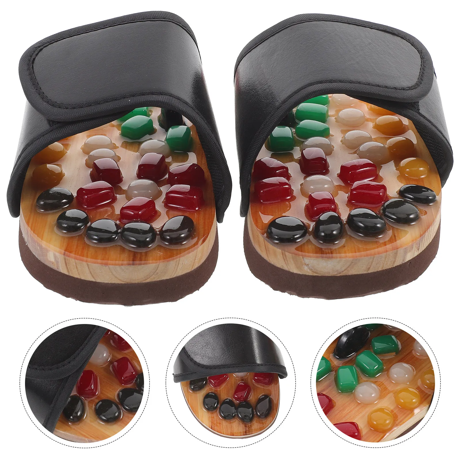 Indoor Massage Slippers with Raised Pebble Texture Acupressure Design Improves Circulation Relieves Tired Feet Eva PU Comfort