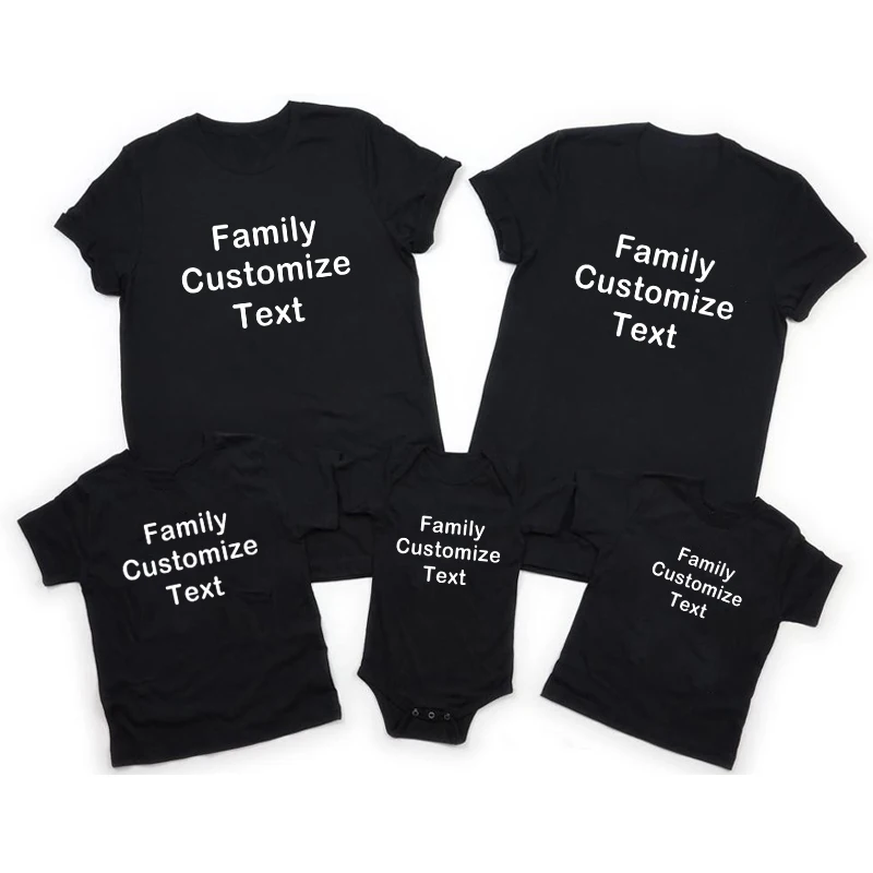 DIY YOUR Design Family Matching Outfits Cotton Short Sleeve CUSTOM TEXT Family Matching Shirts