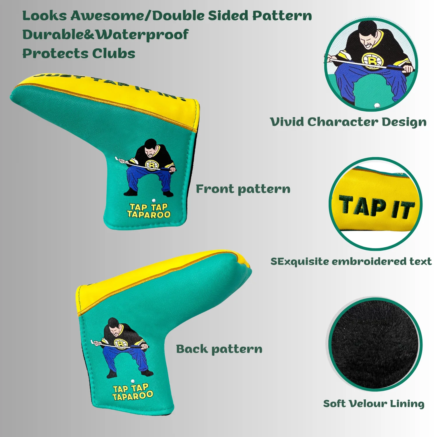 Happy Gilomre Golf Putter Cover - Premium Blade Putter Headcover with Soft Lining - Protective Golf Clubs Accessory for Men - view 5