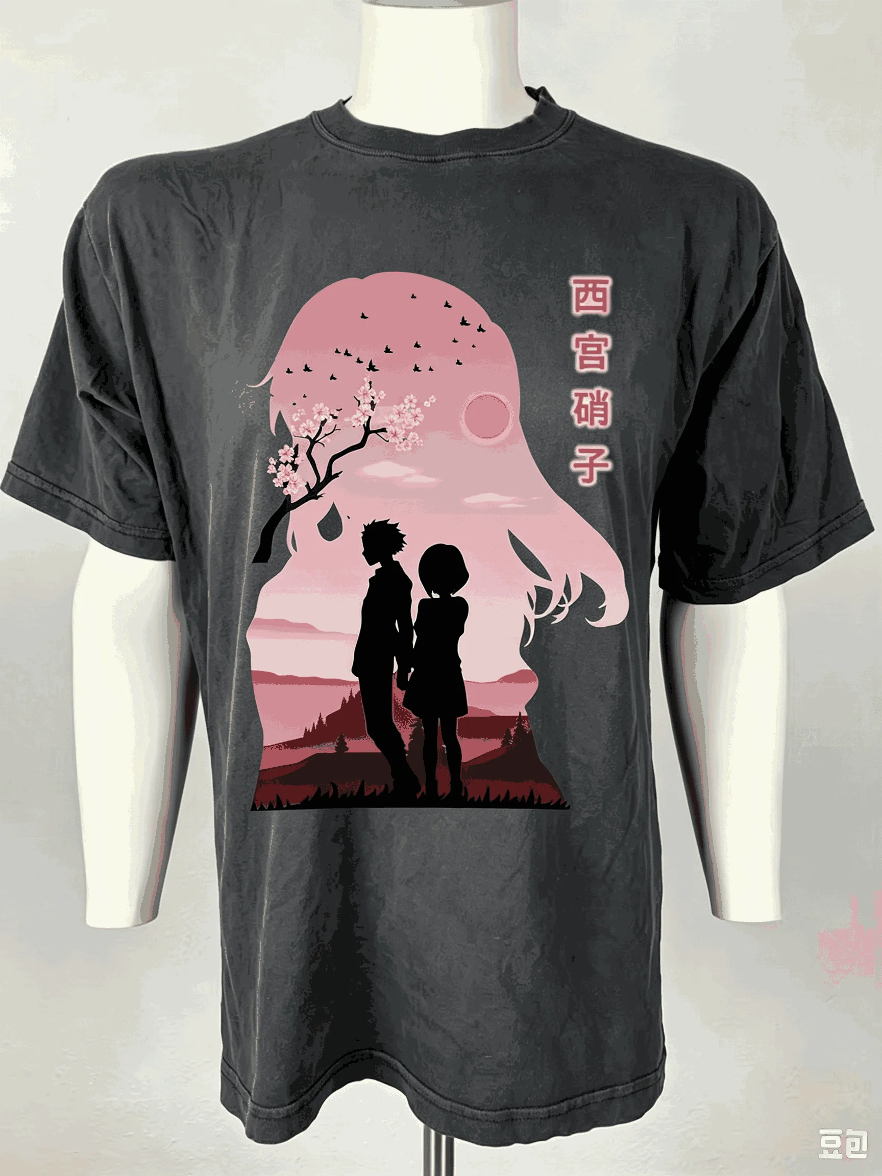 A Silent Voice Vintage Washed Retro Harajuku Oversized Unisex T-shirt Streetwear Trendy Cotton Casual Streetwear Fashion Couples