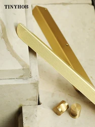 Tinyhob Gold Brass Arc Invisible Handles for Furniture Kitchen Bedroom Drawer Line Pattern 300mm Cabinet Wardrobes Wine Handle