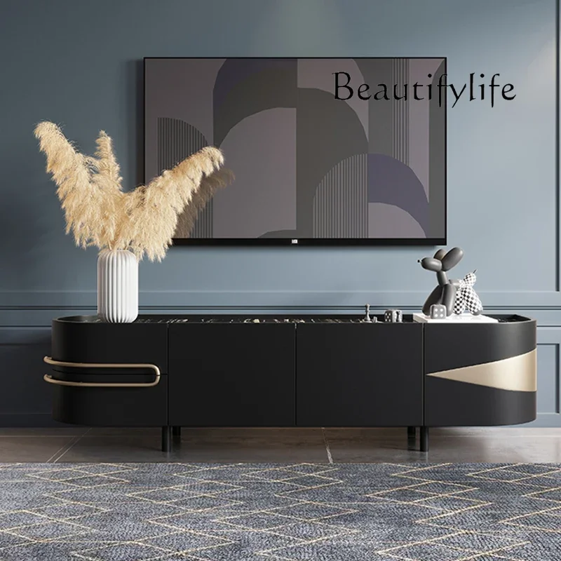 

Marble TV cabinet simple modern style living room handle decorative cabinet designer custom furniture