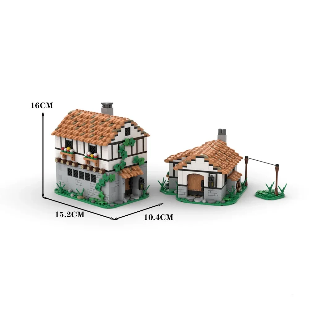 MOC Eeuw Cottage Kasteel Tavern Modulair Model Bouwstenen Middeleeuwse Viking Stijl Bakstenen Tavern Cottage Puzzel Speelgoed Kid Gift