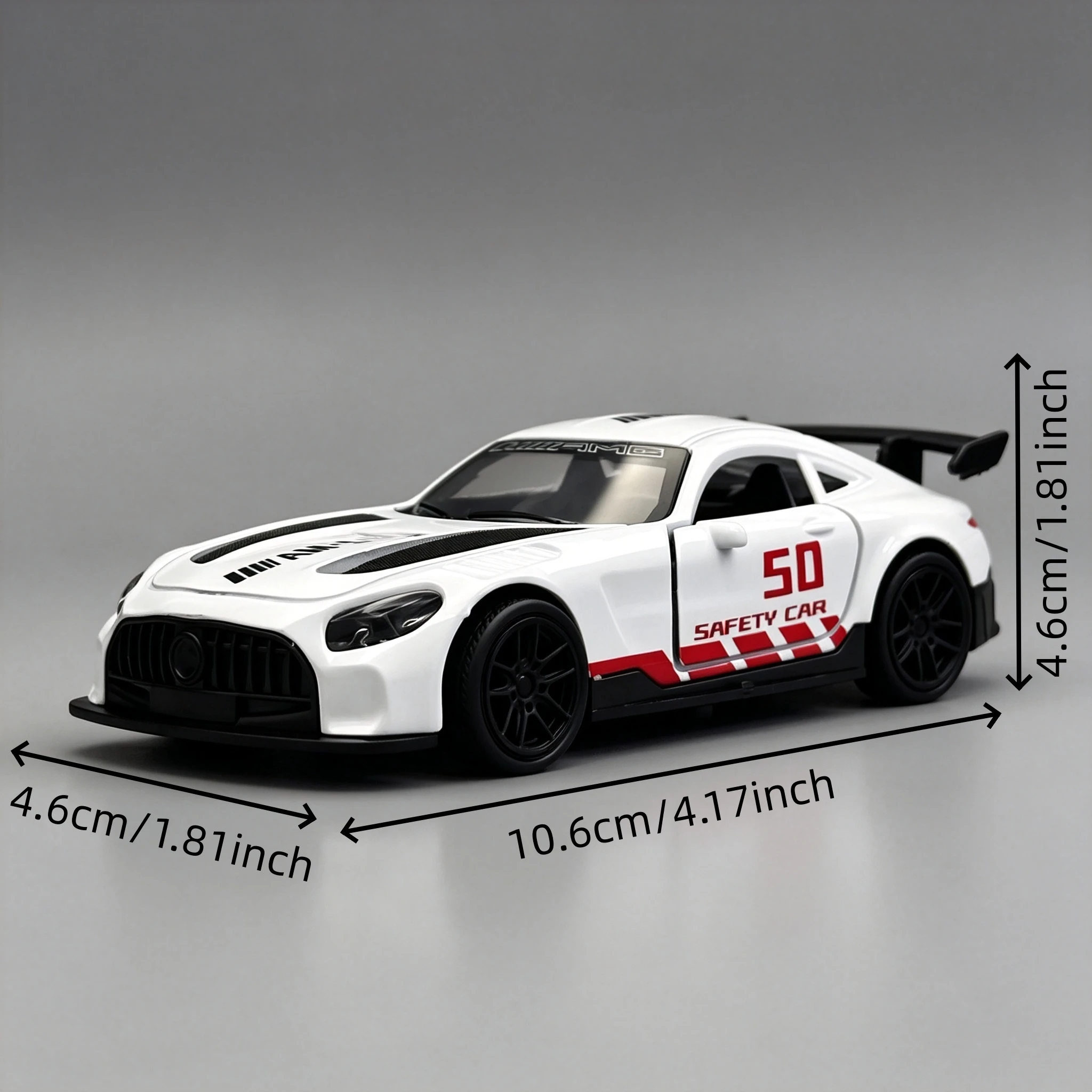 1/36 Scale Metal Diecast Car Model Toy GT Racing Supercar with Open Doors Rear Spoiler Pull Back Function for Kids Collection