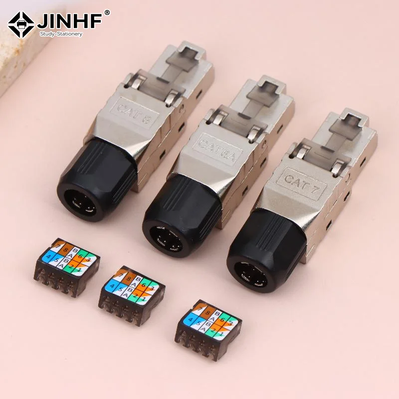 1Pc RJ45 Cat8 Cat7 Cat6A Connector Shielded Toolless Modular Termination Plug 2000MHz 40G LAN Cable For 22AWG-24AWG