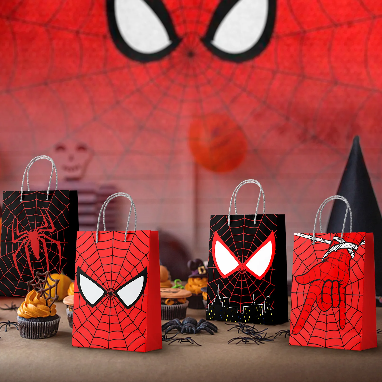 أكياس هدايا سبايدرمان - 24 قطعة من حقائب حفلات سبايدر مان، أكياس سبايدرمان جودي، أكياس حلوى سبايدر مان لتزيين حفلات مارفل سبايدرمان