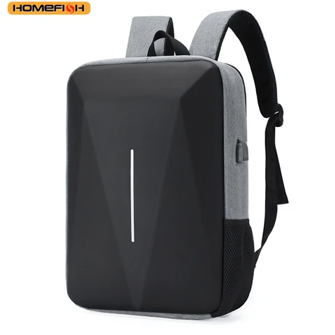 HOMEFISH Men's Fashion Hard Shell Anti‑Theft Backpack, High Capacity…
