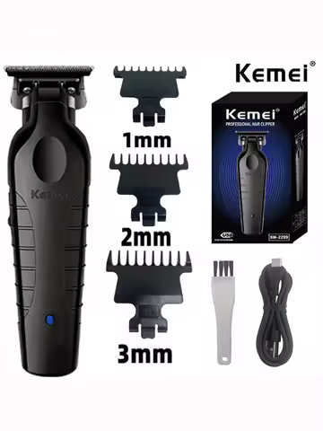 Kemei 2299 Barber Cordless Hair Trimmer 0mm Zero Gapped Carving Clipper  Professional Electric Finish Cutting Machine