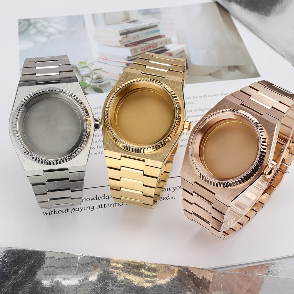 

NH35 40mm Watch Case Gear Bezel 316L Steel Case Sapphire Glass For PRX Super Player NH34 NH35 NH36 NH38 Movts Watch Accessories